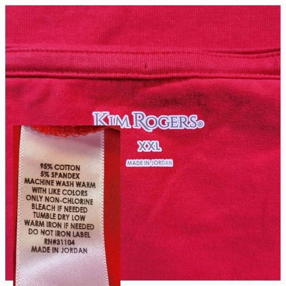 KIM ROGERS Red Scoop Neck Short Sleeve T-Shirt - Size XXL or Size 20 - Picture 3 of 3